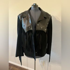 SUPER CUTE Stampede Ruidoso Leather / Suede Fringed Jacket, size 14
